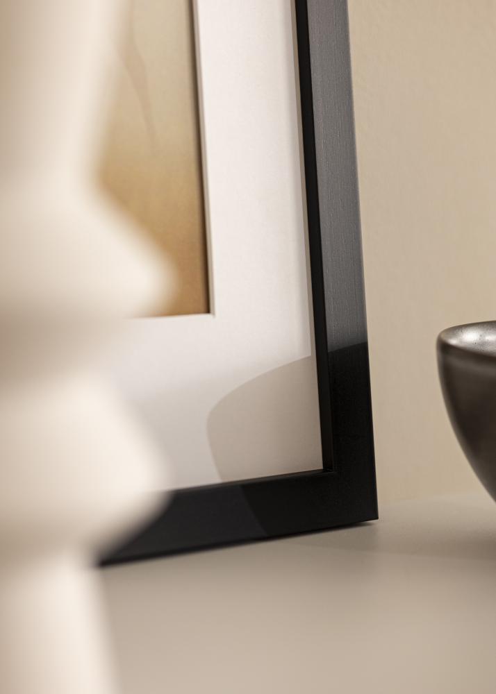 Ram med passepartou Rahmen Schwarz Holz 45x50 cm - Passepartout Weiß 35x40 cm