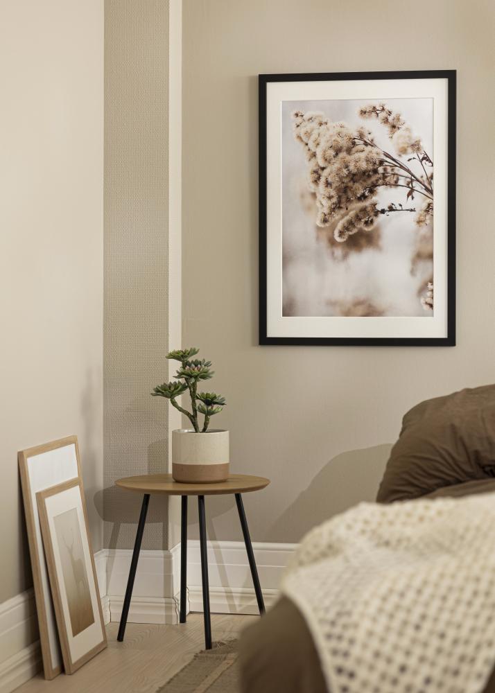 Ram med passepartou Rahmen Schwarz Holz 45x50 cm - Passepartout Weiß 35x40 cm