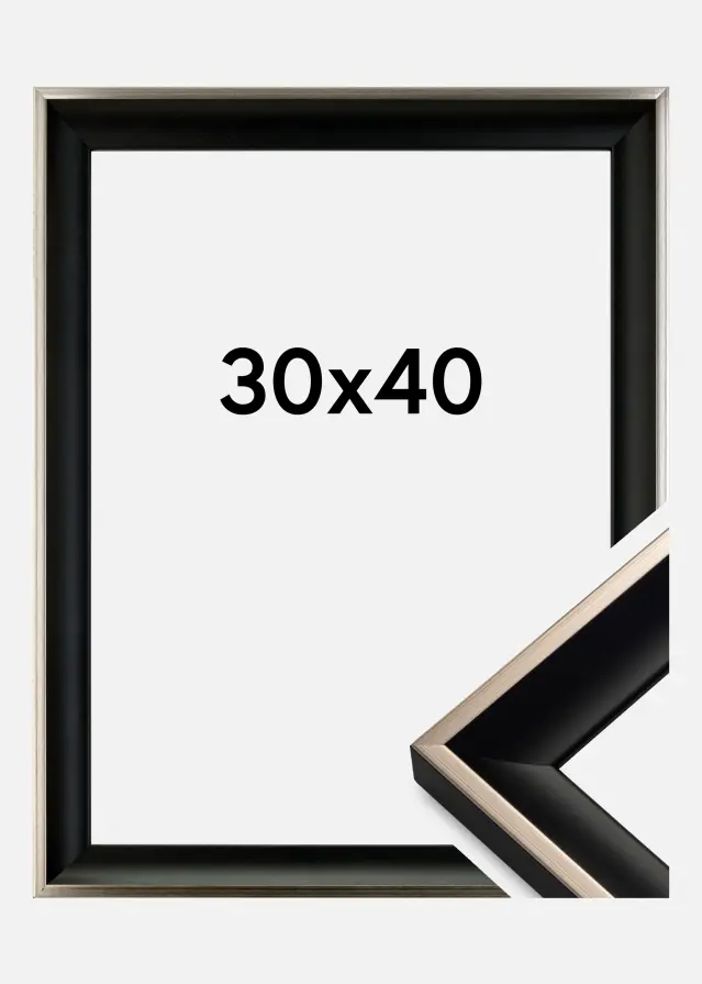 Galleri 1 Rahmen Öjaren Acrylglas Schwarz-Silber 30x40 cm