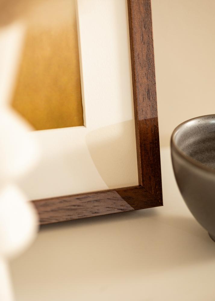 Ram med passepartou Rahmen Hermes Teak 60x90 cm - Passepartout Weiß 50x75 cm