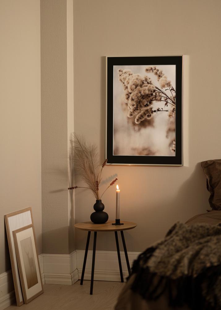 Ram med passepartou Rahmen Aluminium Silber glänzend 40x50 cm - Passepartout Schwarz 27,5x37 cm