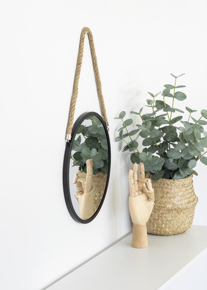 KAILA KAILA Runder Spiegel Rope - Schwarz 30 cm Ø