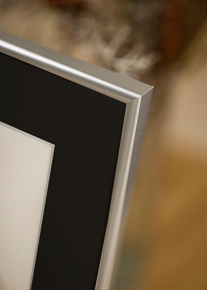 Ram med passepartou Rahmen Victoria Silber 50x70 cm - Passepartout Schwarz 33x56 cm