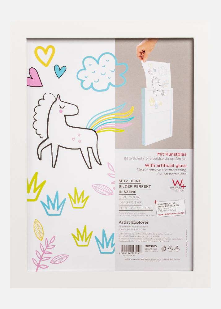 Walther Bilderrahmen Kinderzeichnungen Explorer Acrylglas Weiß A4
