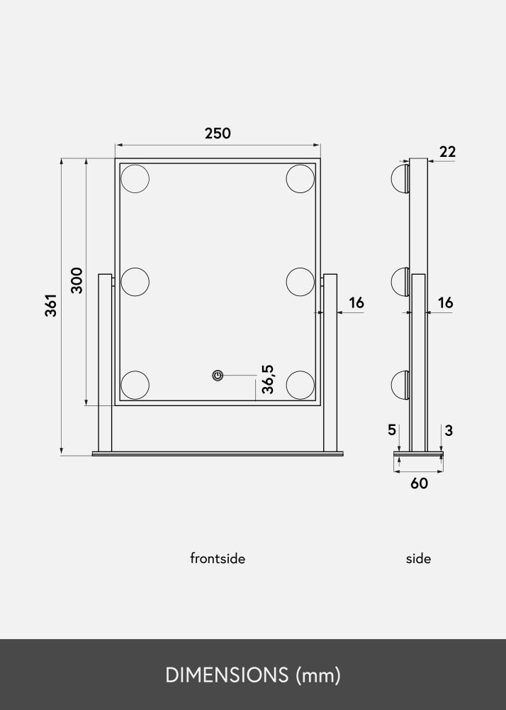 KAILA KAILA Kosmetikspiegel VII Weiß - 30x36 cm