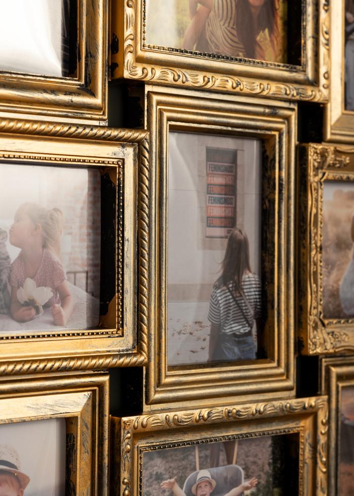 BGA Retro Collage-Rahmen Gold Matt - 12 Bilder