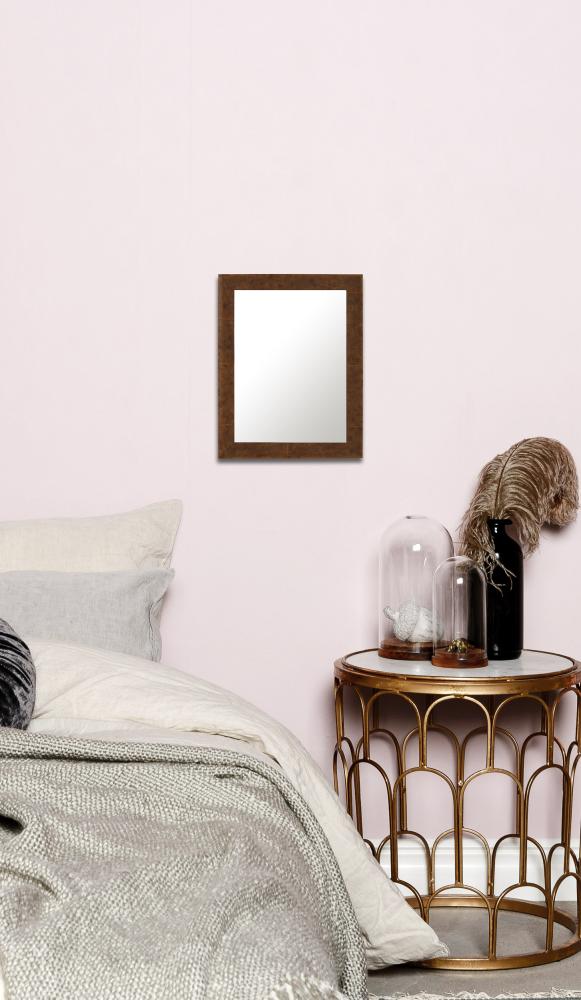 Ramverkstad Spegel Ribe Ljusbrun rotfanér - Egna mått