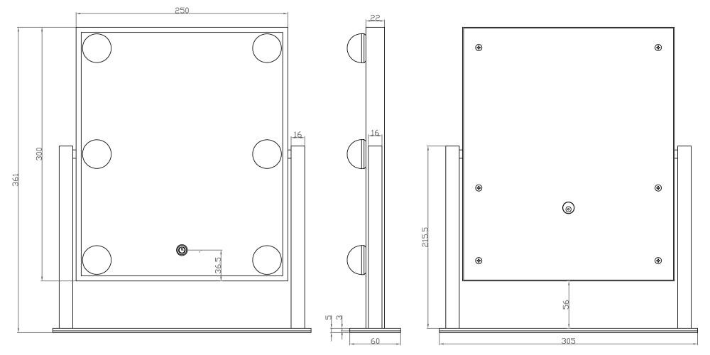 KAILA KAILA Kosmetikspiegel VII Weiß - 30x36 cm