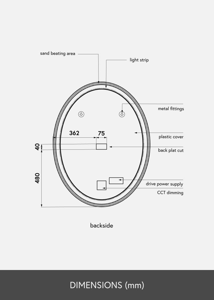 KAILA KAILA Spiegel Oval LED 80x100 cm
