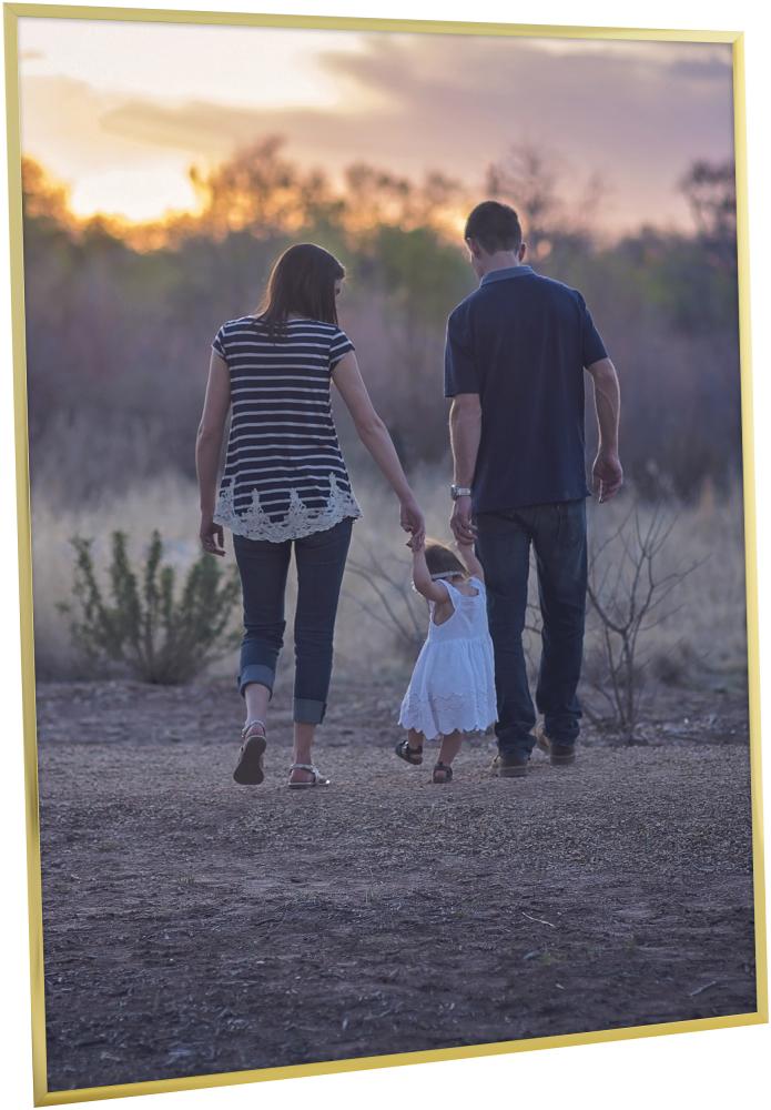 Ram med passepartou Rahmen Poster Frame Aluminum Gold 70x100 cm - Passepartout Schwarz 59,4x84 cm