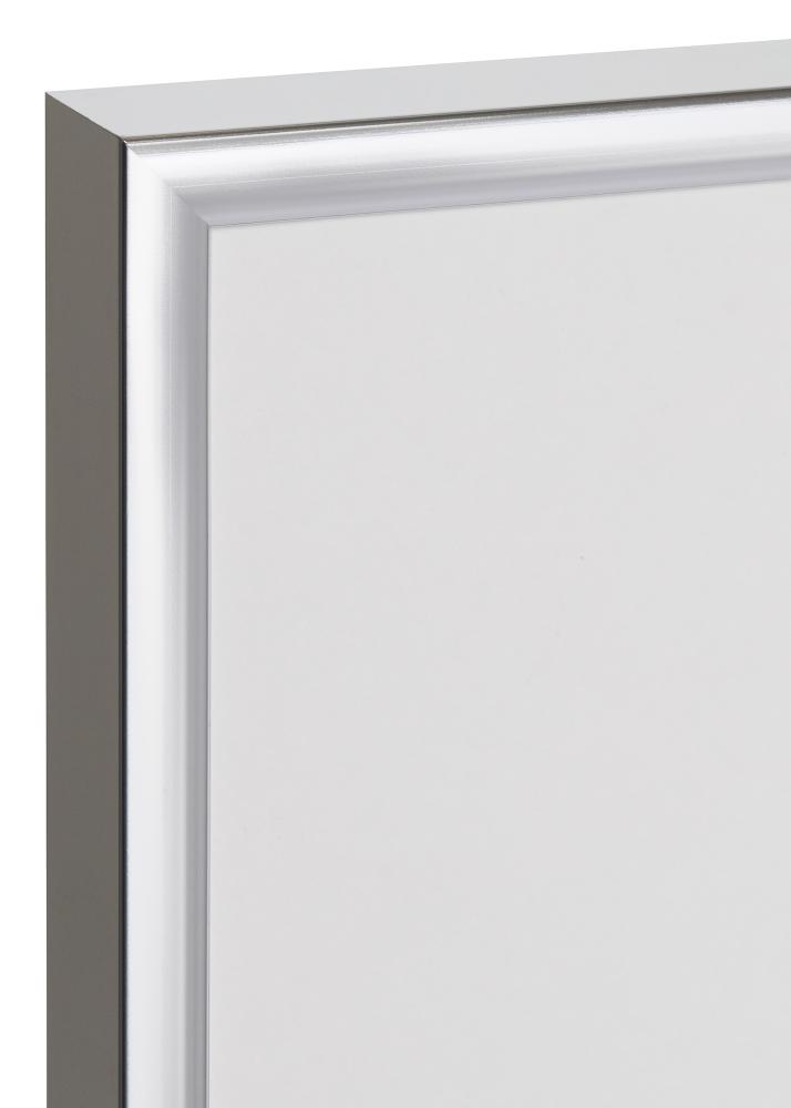 Ram med passepartou Rahmen Poster Frame Aluminum Silber 70x100 cm - Passepartout Schwarz 59,4x84 cm