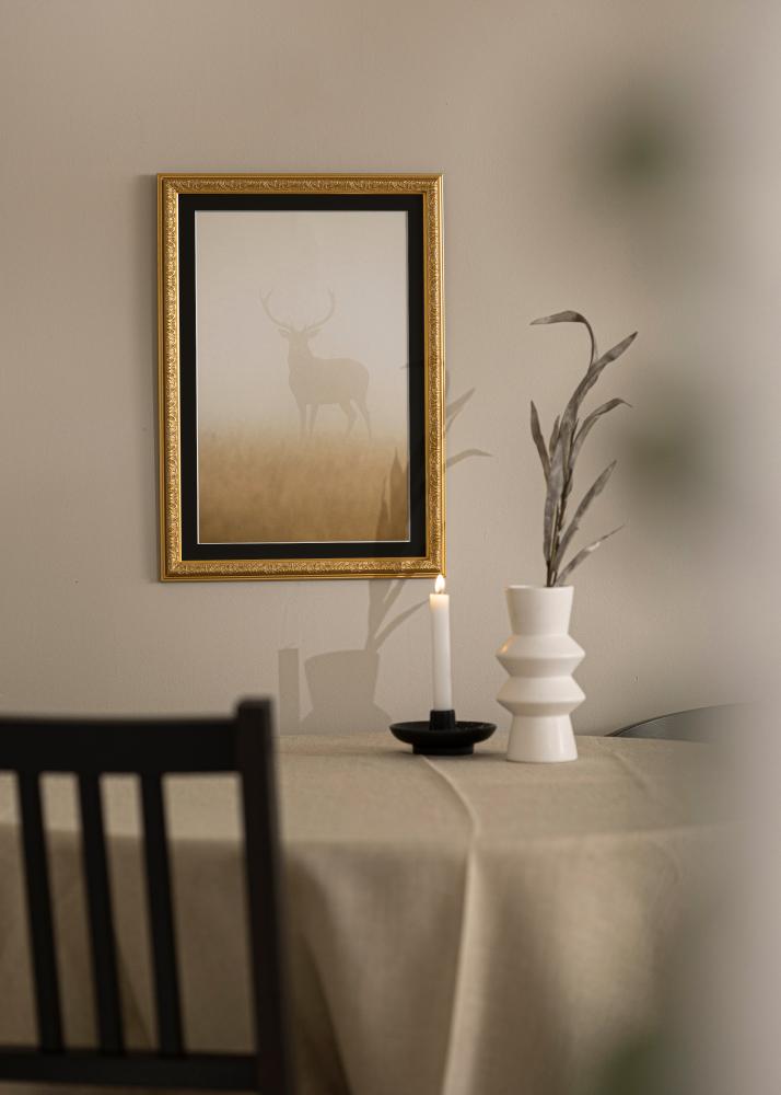 Ram med passepartou Rahmen Nostalgia Gold 35x45 cm - Passepartout Schwarz 11x14 inches