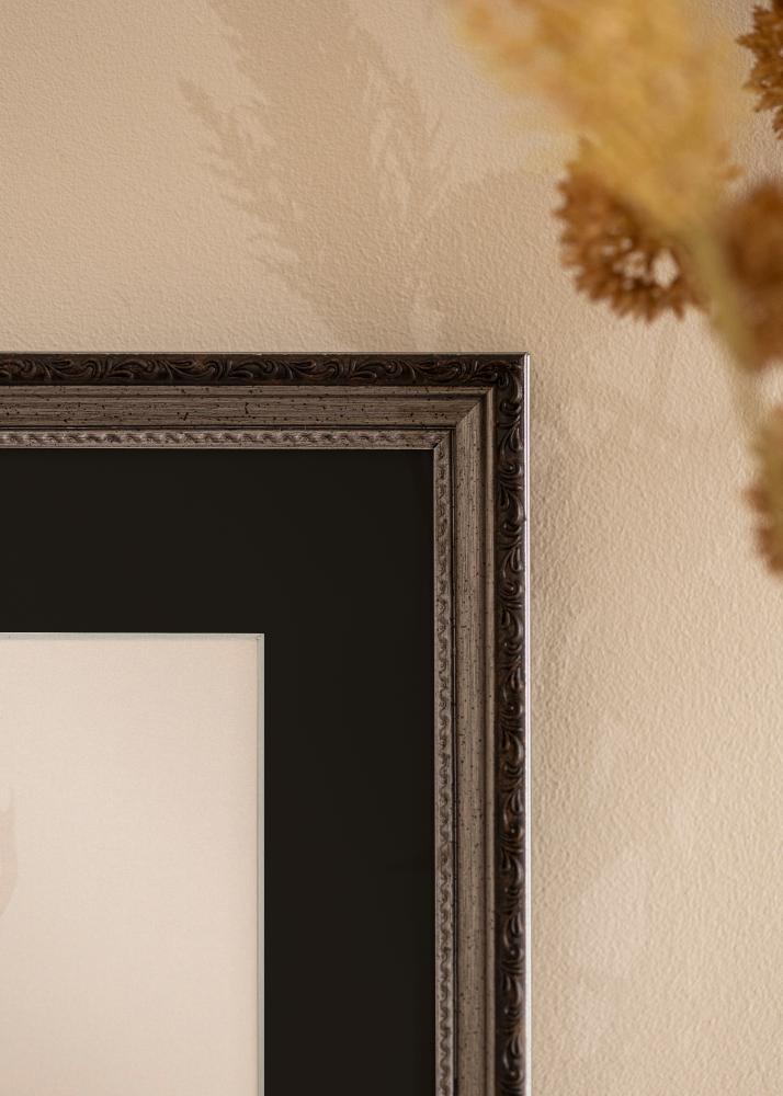 Ram med passepartou Rahmen Abisko Silber 24x30 cm - Passepartout Schwarz 18x24 cm