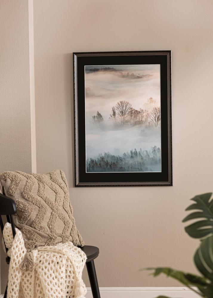 Ram med passepartou Rahmen Abisko Silber 24x30 cm - Passepartout Schwarz 18x24 cm