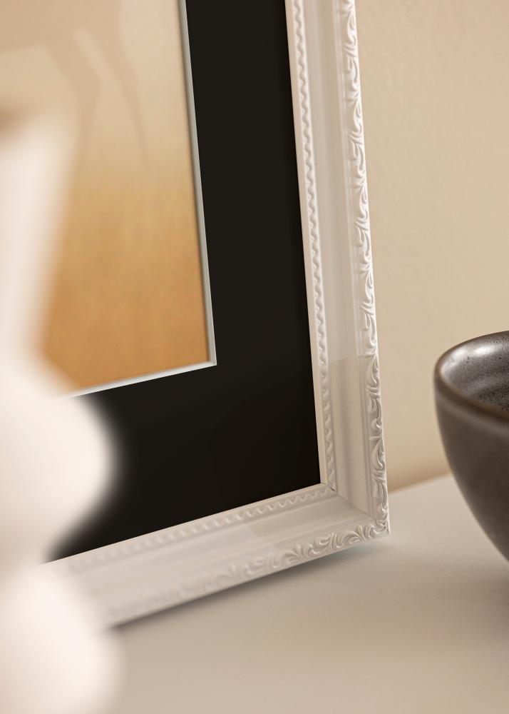 Ram med passepartou Rahmen Abisko Weiß 30x40 cm - Passepartout Schwarz 18x27 cm