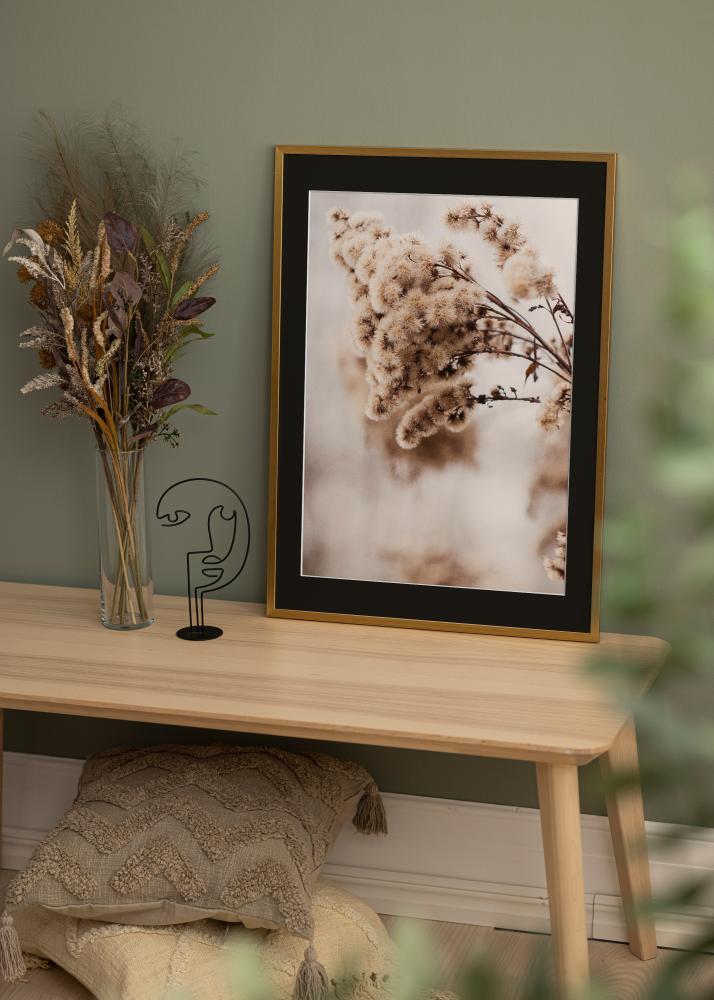 Ram med passepartou Rahmen Edsbyn Gold 32x45 cm - Passepartout Schwarz 10x12 inches