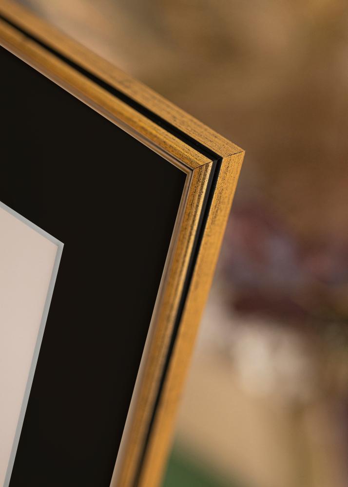 Ram med passepartou Rahmen Horndal Gold 35x50 cm - Passepartout Schwarz 24x30 cm