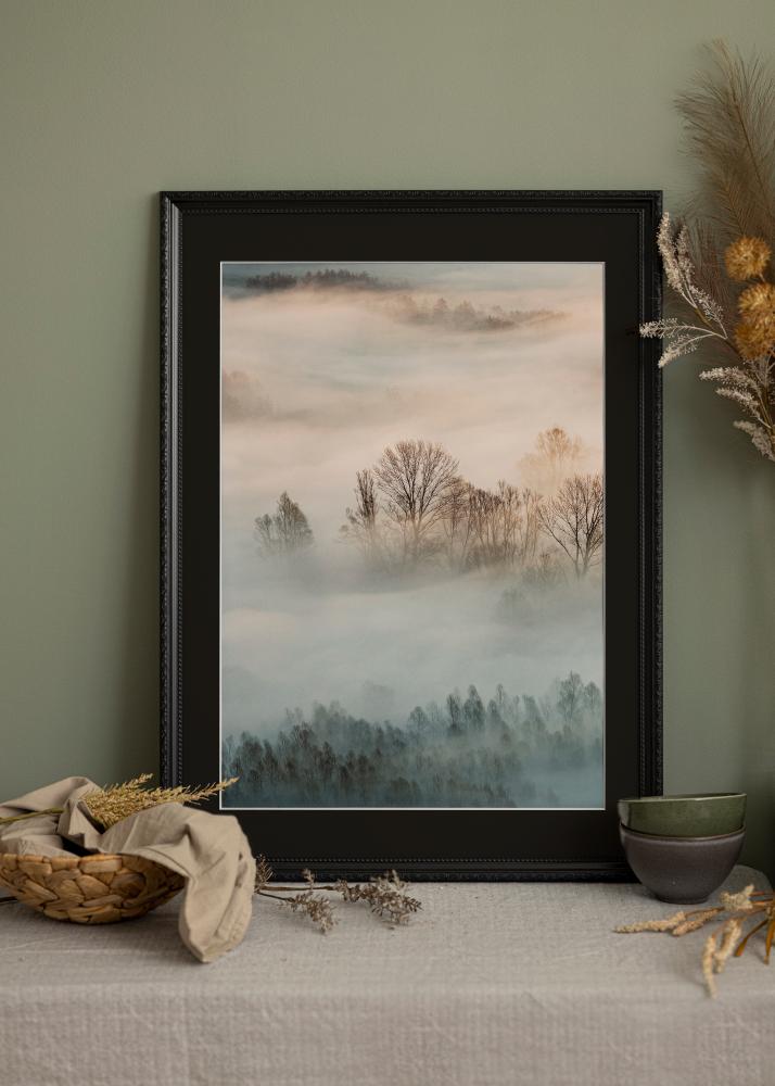 Ram med passepartou Rahmen Abisko Schwarz 60x90 cm - Passepartout Schwarz 40x70 cm