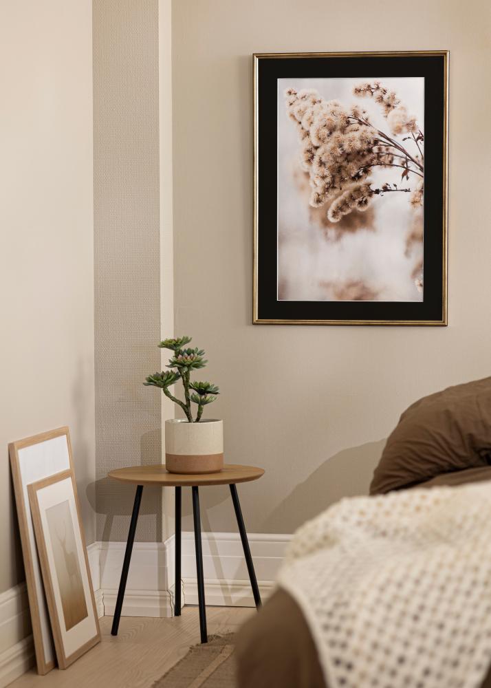 Ram med passepartou Rahmen Horndal Gold 35x50 cm - Passepartout Schwarz 24x30 cm