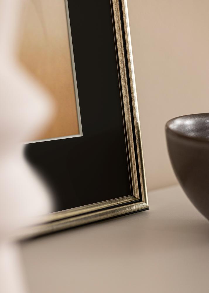 Ram med passepartou Rahmen Horndal Silber 24x30 cm - Passepartout Schwarz 18x24 cm