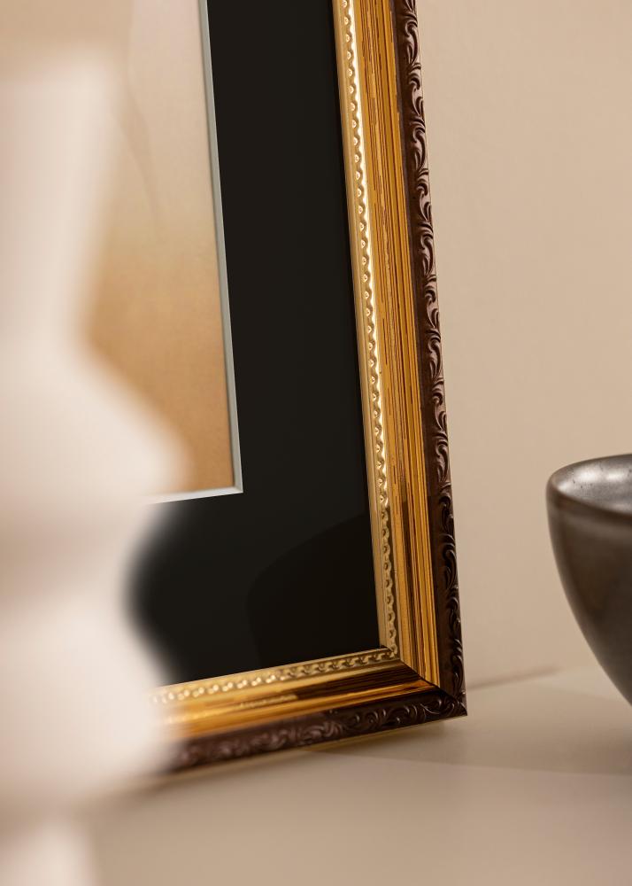 Ram med passepartou Rahmen Abisko Gold 24x30 cm - Passepartout Schwarz 18x24 cm