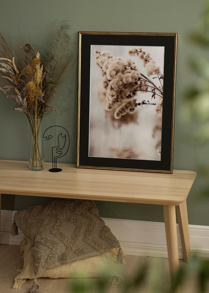 Ram med passepartou Rahmen Horndal Gold 35x50 cm - Passepartout Schwarz 24x30 cm