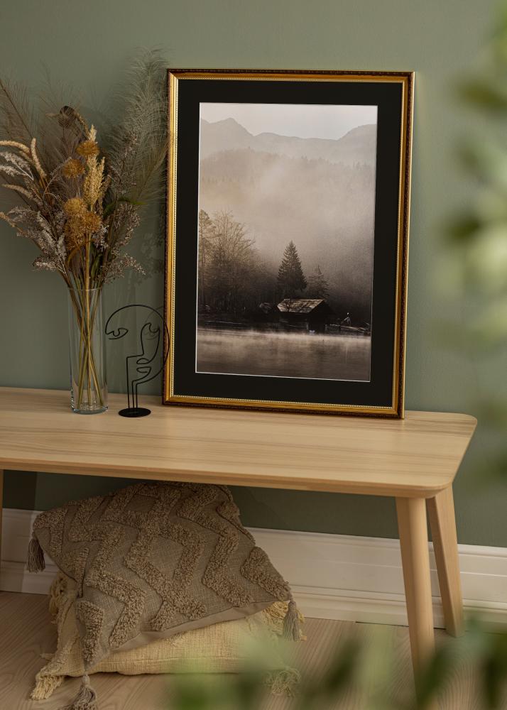 Ram med passepartou Rahmen Abisko Gold 24x30 cm - Passepartout Schwarz 18x24 cm