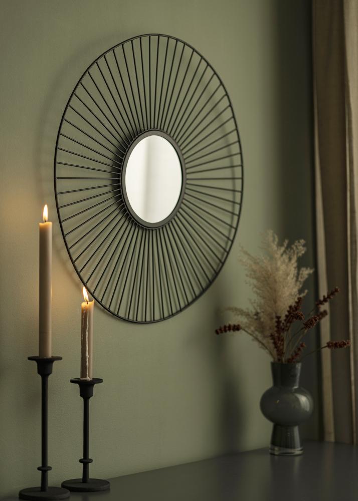 KAILA KAILA Runder Spiegel Lines - Schwarz 60 cm Ø