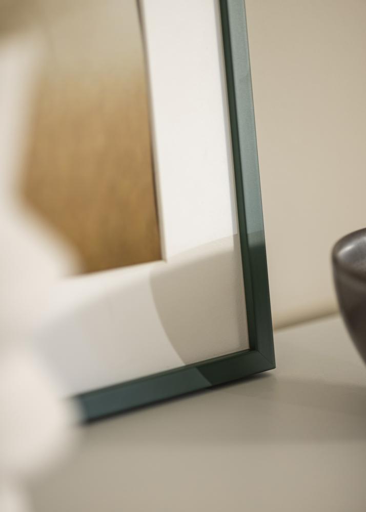 Ram med passepartou Rahmen E-Line Grün 50x70 cm - Passepartout Weiß 16x24 inches