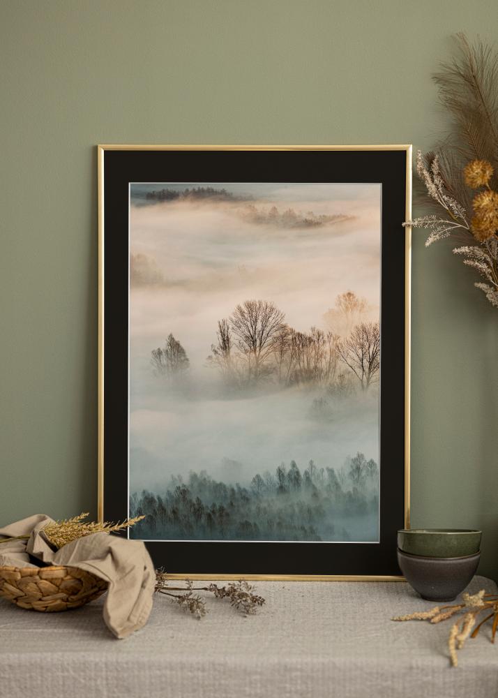 Ram med passepartou Rahmen New Lifestyle Gold 30x40 cm - Passepartout Schwarz 18x27 cm