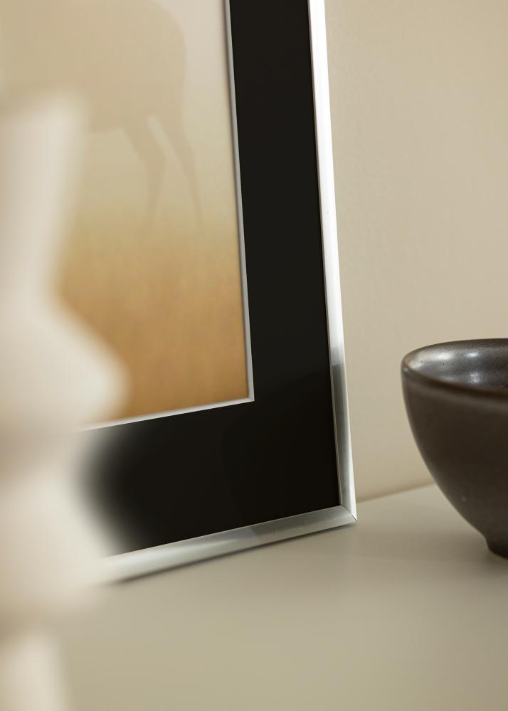 Ram med passepartou Rahmen New Lifestyle Silber 30x40 cm - Passepartout Schwarz 18x27 cm