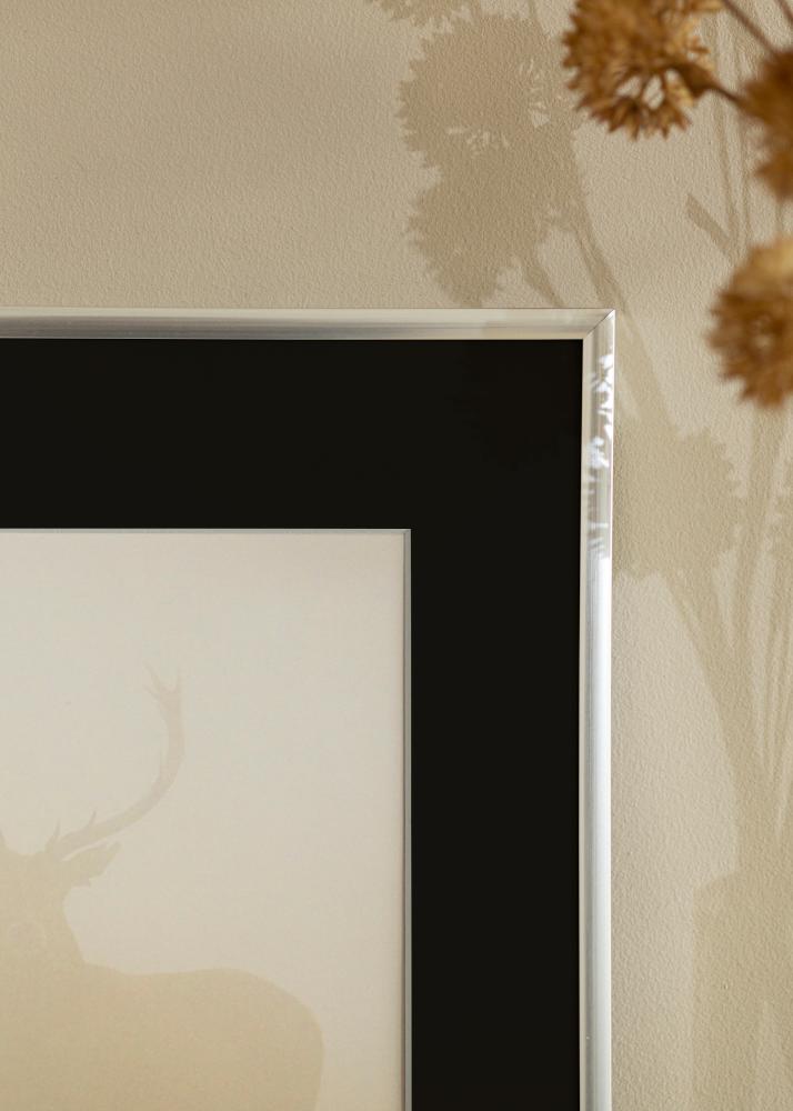 Ram med passepartou Rahmen New Lifestyle Silber 30x40 cm - Passepartout Schwarz 18x27 cm