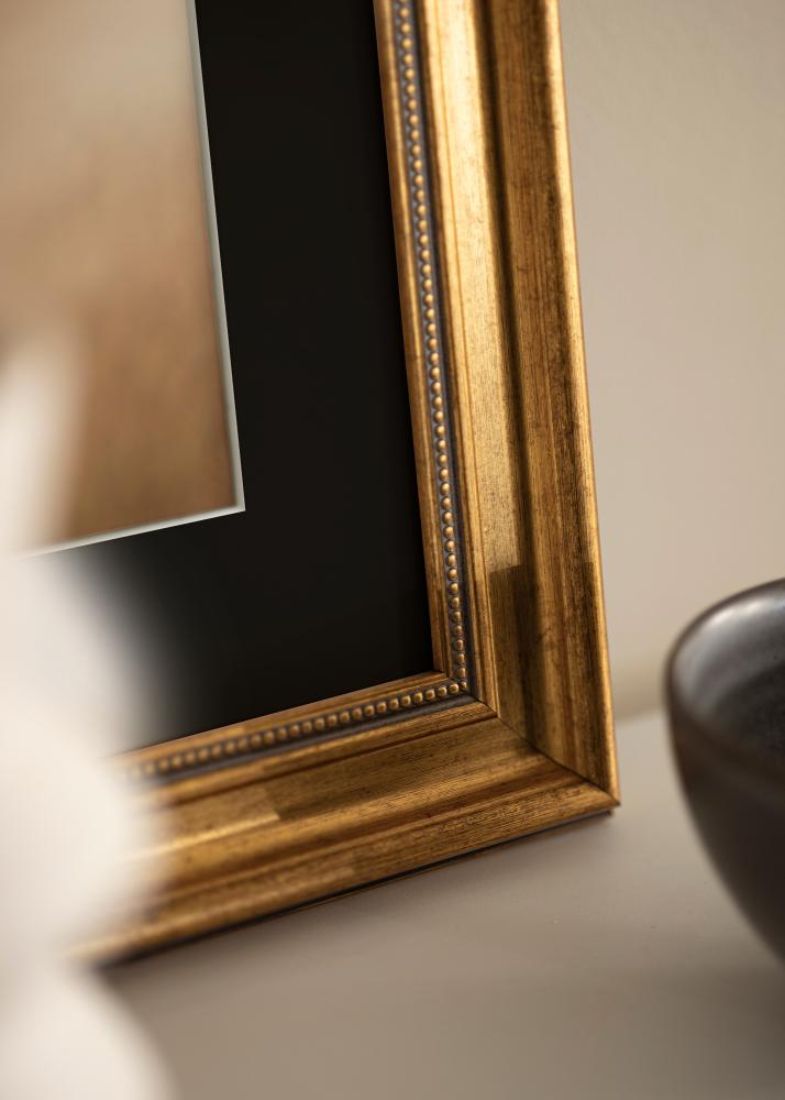 Ram med passepartou Rahmen Rokoko Gold 50x60 cm - Passepartout Schwarz 40x50 cm