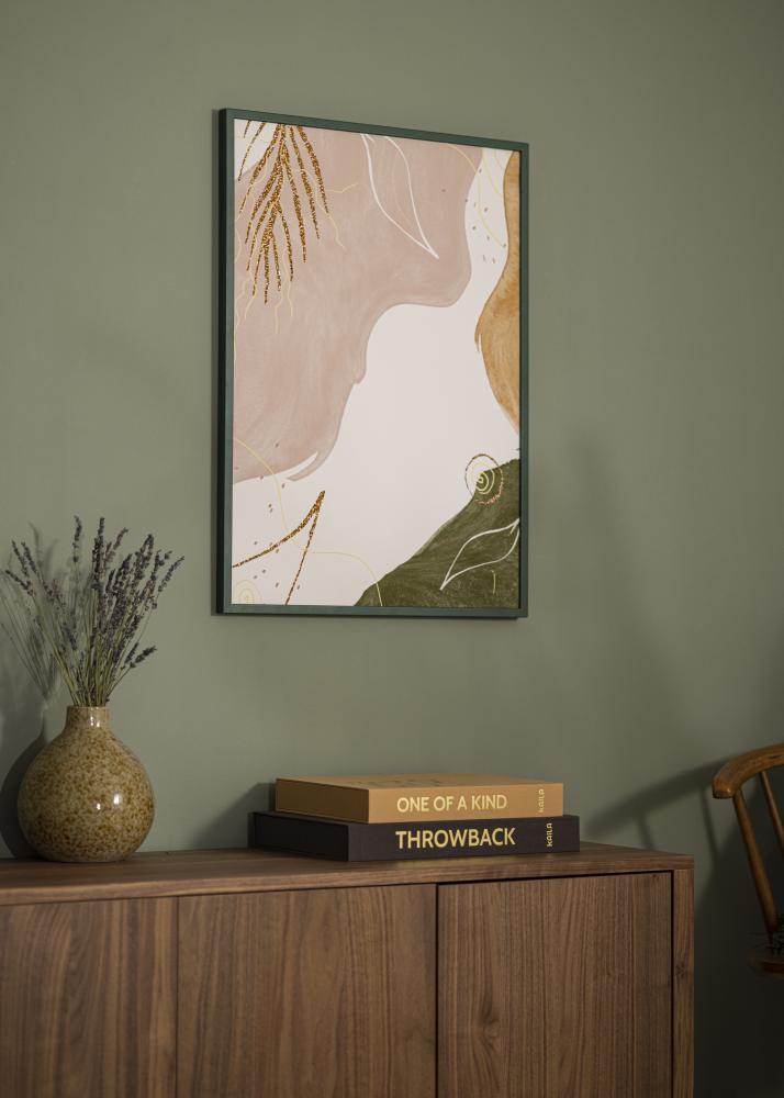 Ram med passepartou Rahmen E-Line Grün 50x70 cm - Passepartout Weiß 16x24 inches