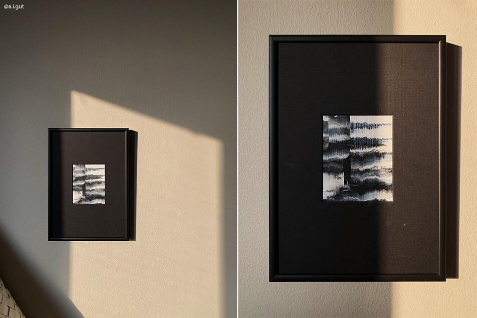 Schwarzes maßgefertigtes Passepartout für Schwarz-Weiß-Motiv