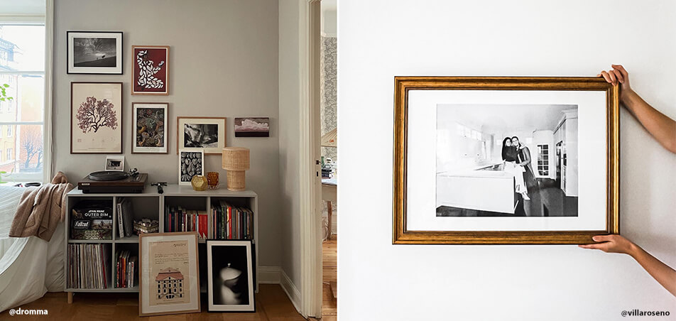 Verschiedene Bilderrahmen im Wohnzimmer