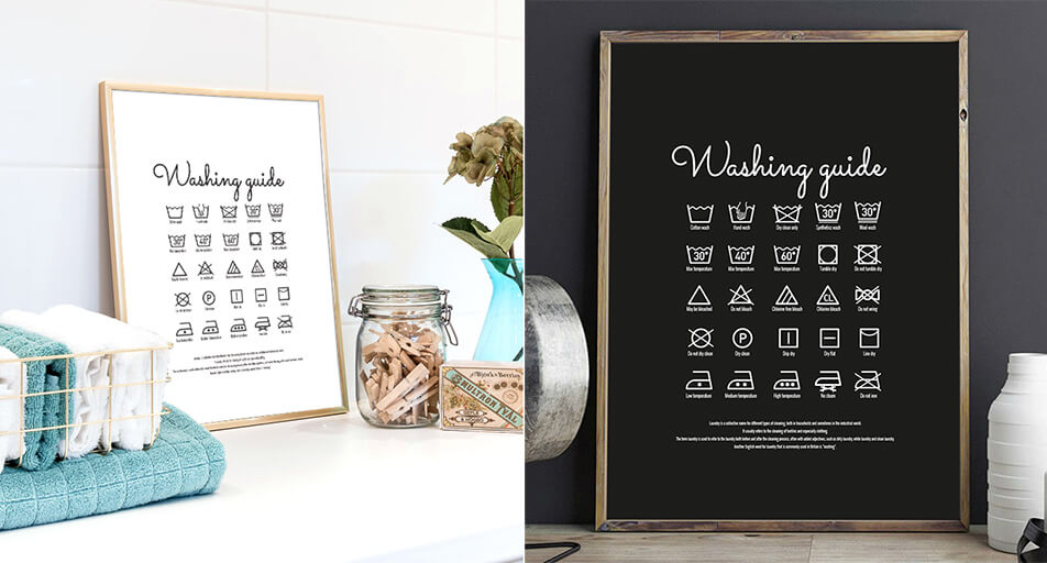Poster mit Waschanweisung - Einrichtungselemente für die Wäschekammer